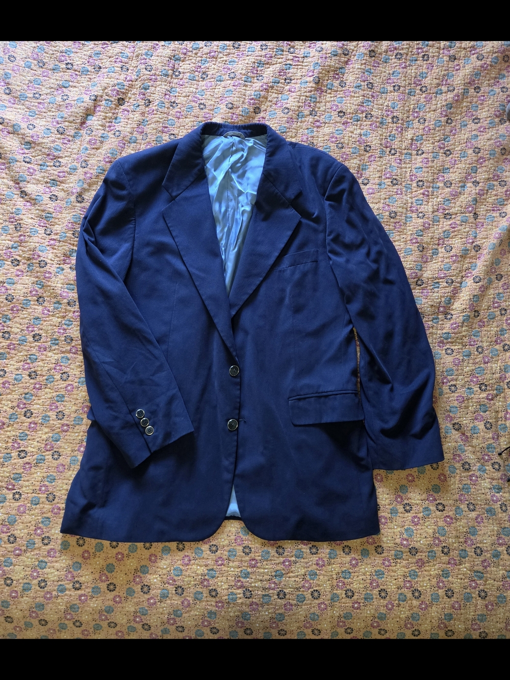 Men's Navy Blue Single-Breasted Blazer
